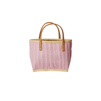 Childs Pink Fabric Covered Raffia Shopping Basket By Rice